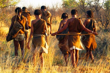 Bushmen family in savannah