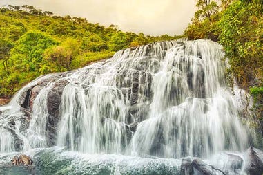 Waterfall in Horton Plains National Park in Sri Lanka