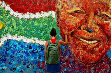 Wall painted with Mandela picture in South Africa