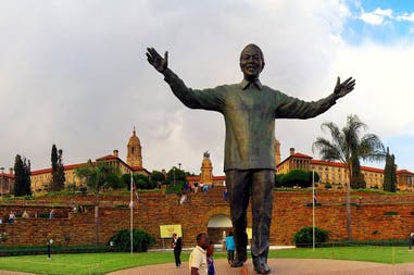 Mandela's statue and Union Buildings in Pretoria