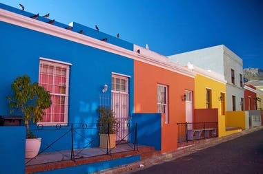 Fila di case colorate di Bo Kaap a Cape Town in Sudafrica