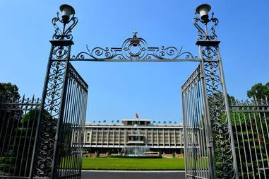 Entrance of the Reunification Palace in Vietnam