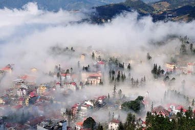Fog over Sapa in Vietnam
