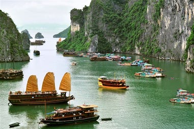 Boats in Halong Bay in Vietnam