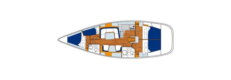 Layout della barca a vela Sun Odyseey 43