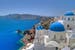 View of the sea and the city of Santorini in Greece