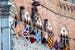 Contradas' flags in Siena in Italy