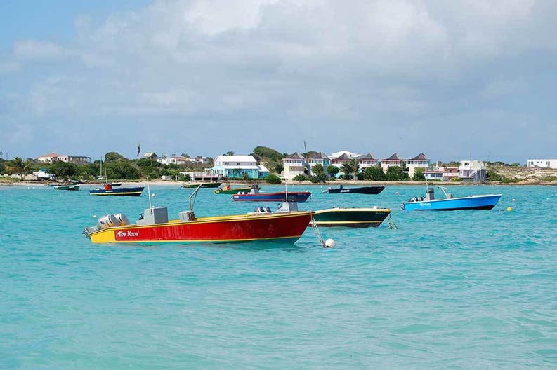 Boats in the harbour in Anguilla