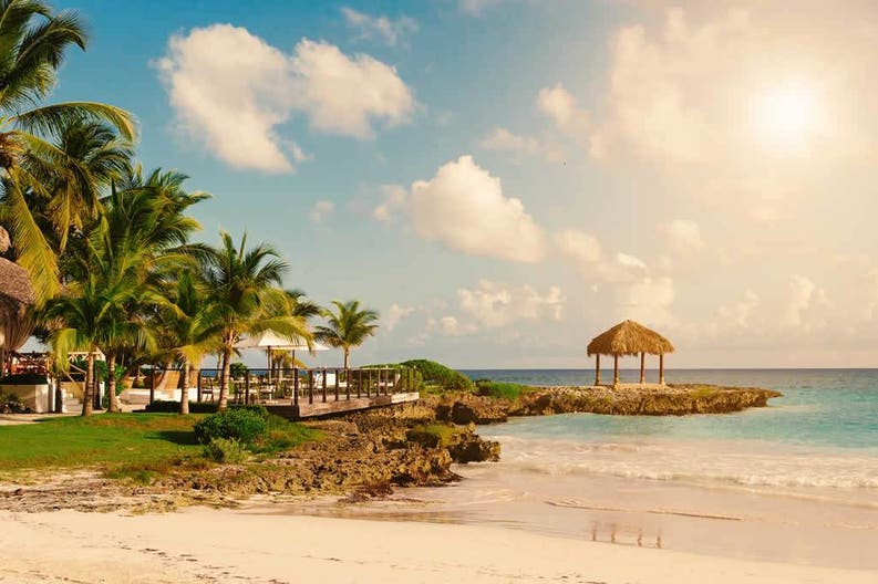 View of the coastline at the Bahamas