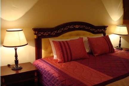 Bedroom of the Hotel Stung Sangke in Battambang in Cambodia