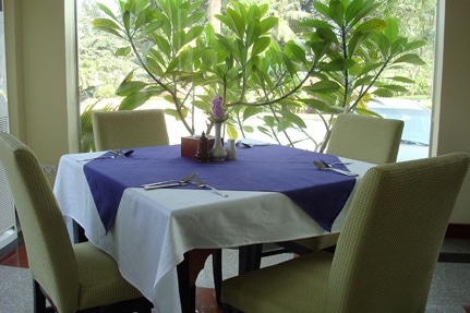 Restaurant of the Hotel Stung Sangke in Battambang in Cambodia