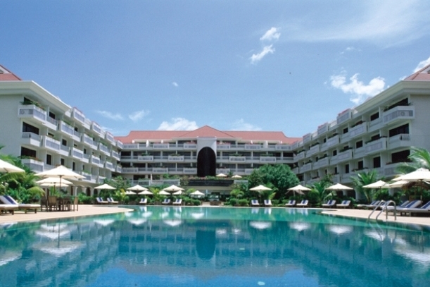 Outdoor swimming pool of the Angkor Century Resort & Spa in Siem Reap in Cambodia