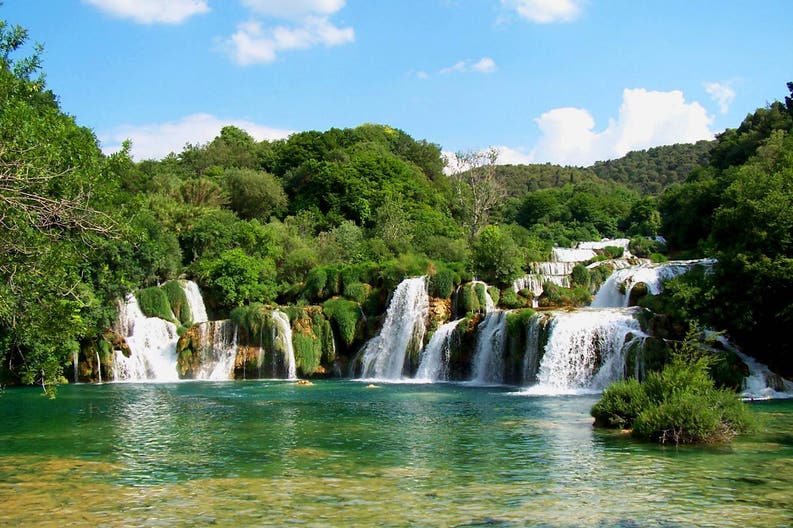 View of the waterfall in Krka National Park in Croatia