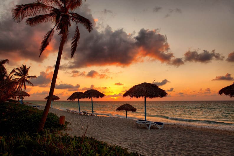 Beach at sunset, Varadero, Cuba