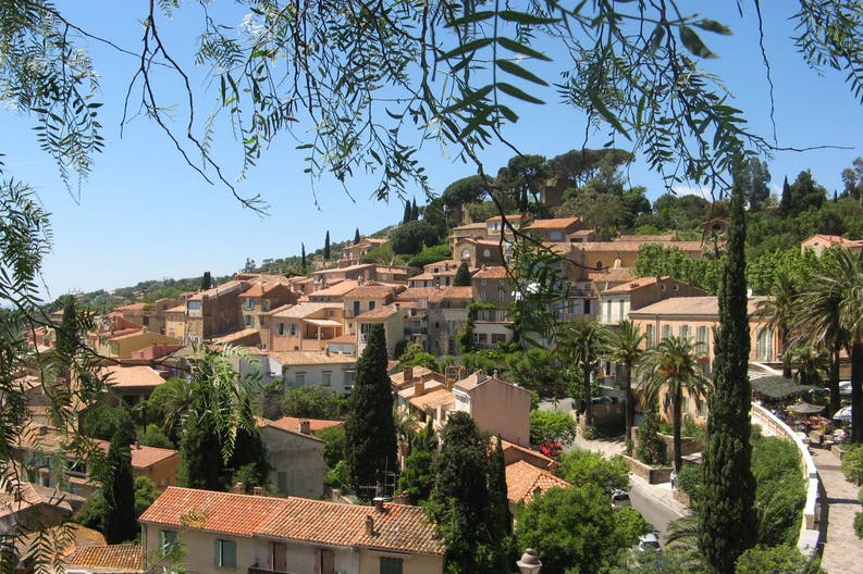 View of the city of Bromes les Mimosas in France