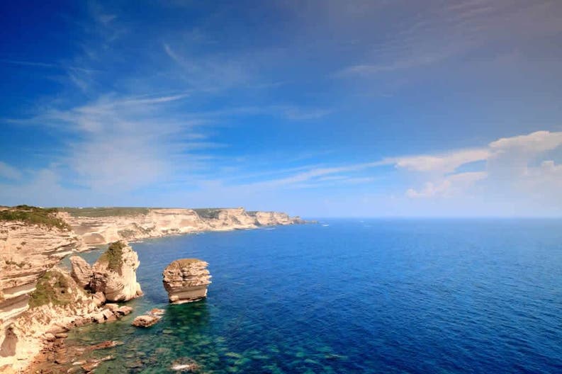 Coast of the city of Bonifacio in Corsica in France