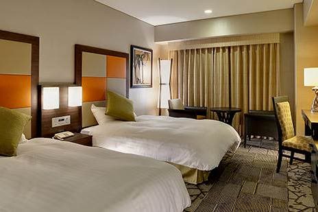 Bedroom of the New Miyako Hotel in Kyoto in Japan