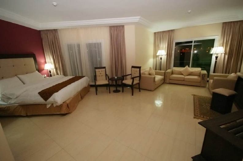 View of a bedroom of the Petra Moon hotel in Jordan