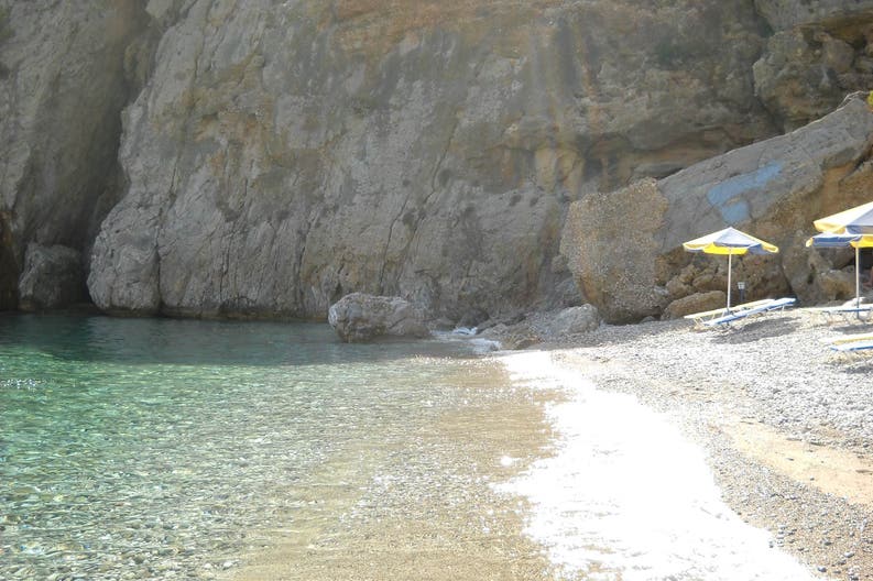 View of the beach of Kira Panagia in Karpathos in Greece