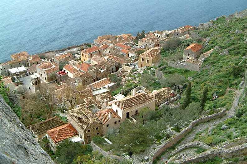 View from above of the city of Monemvasia in Greece