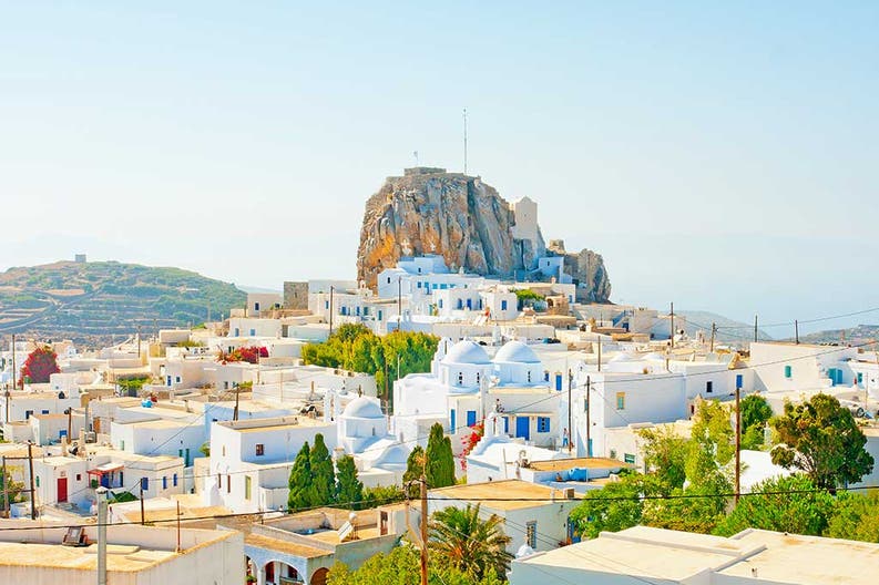 Vista della cittadina di Amorgos in Grecia