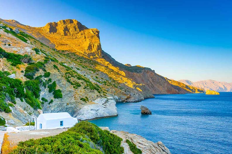 Greece Small Cyclades Amorgos Glimpse of Amorgos in the Small Cyclades in Greece
