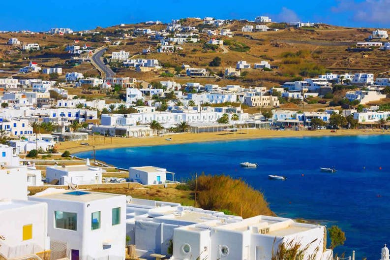 View of the city of Mykonos in Greece