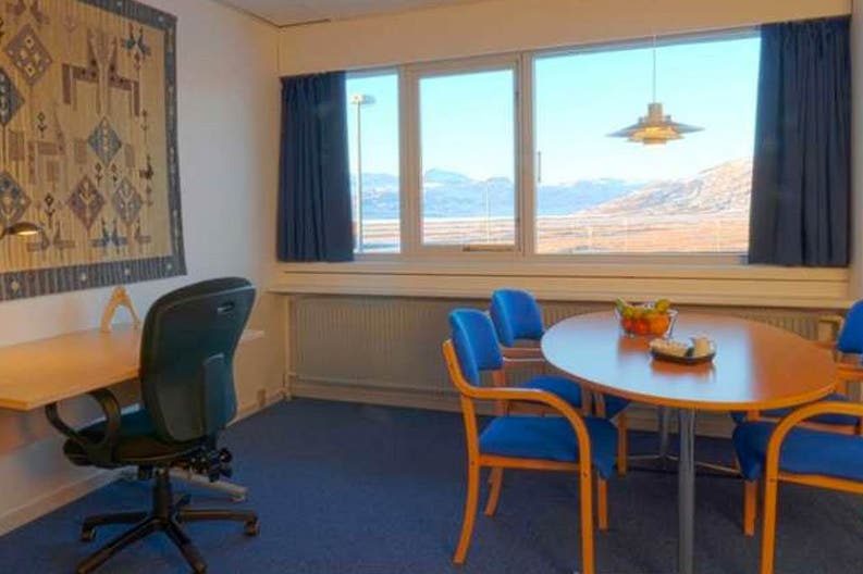 Camera da letto dell'Hotel Narsarsuaq in Groenlandia