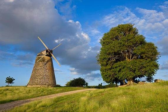 Barbuda windmill country Windmill in a country side in Barbuda