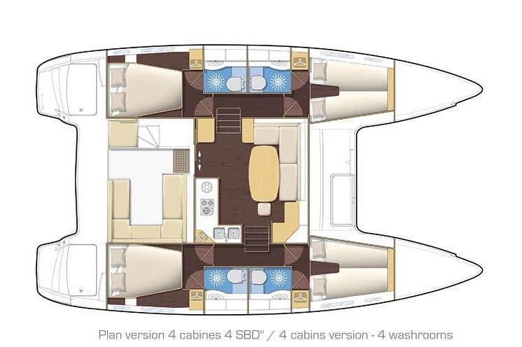 Layout del Lagoon 400 - Guadalupa Dream