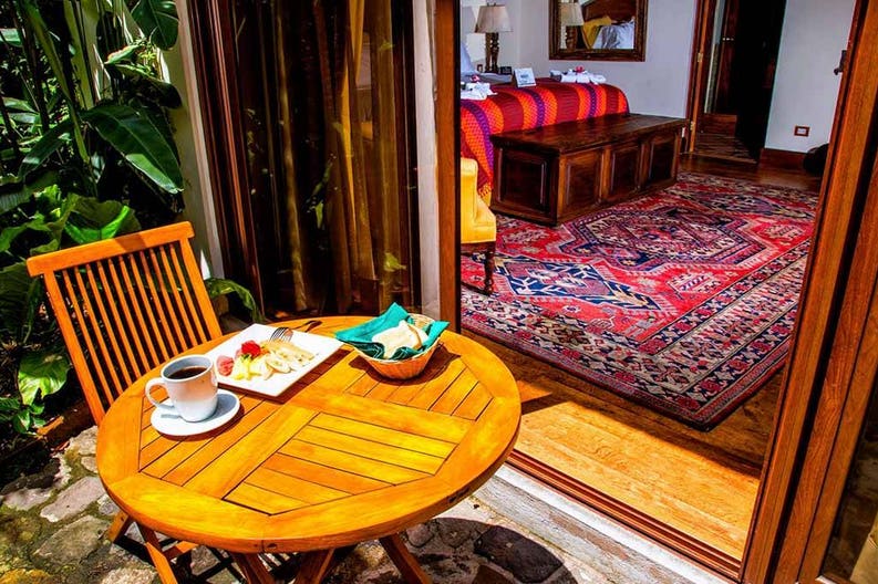 Camera da letto dell'hotel Porta Antigua in Guatemala