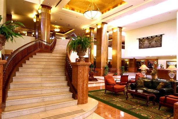 main stairs in the hall of the Hotel Barceló Guatemala City in Guatemala