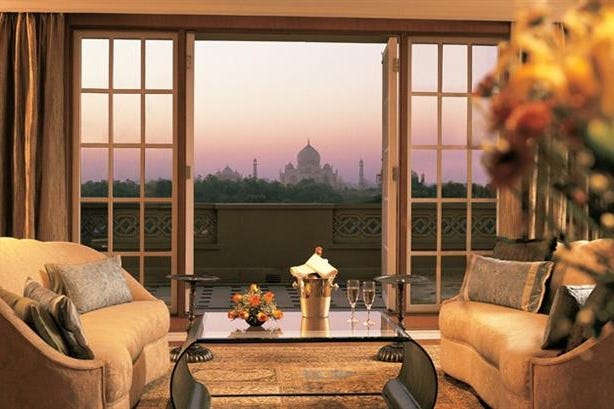 Terrazzo privato di una camera dell'Oberoi Amarvilas a Agra in India
