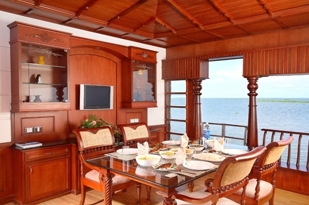 Restaurant on the Houseboat in Allepey in India