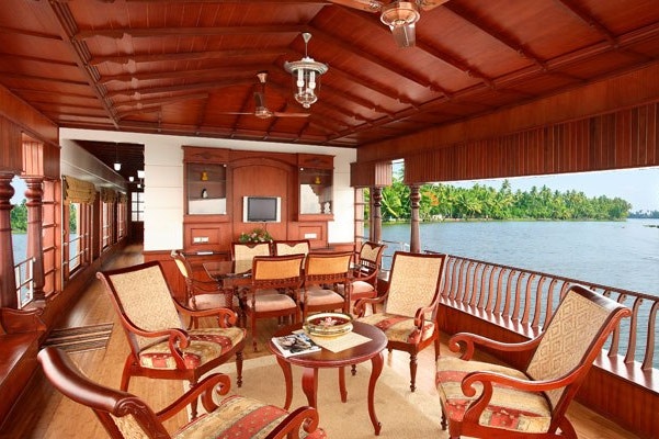 Terrace on a Houseboat in Allepey in India