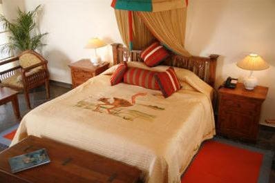 Bedroom of the Bandhav Villas Resort in Bandhavgarh National Park in India