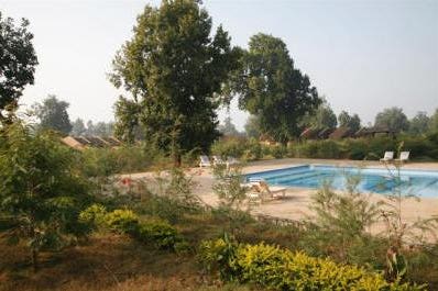 Outdoor swimming pool of the Bandhav Villas Resort in Bandhavgarh National Park in India