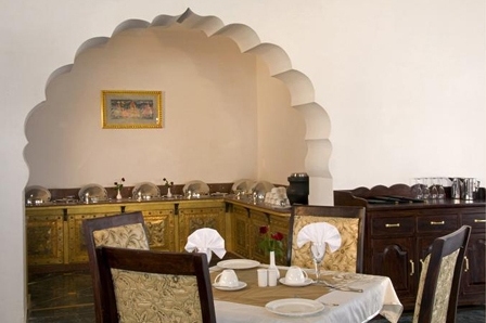 Restaurant of the Udai Vilas Palace Hotel in Bharatpur in India