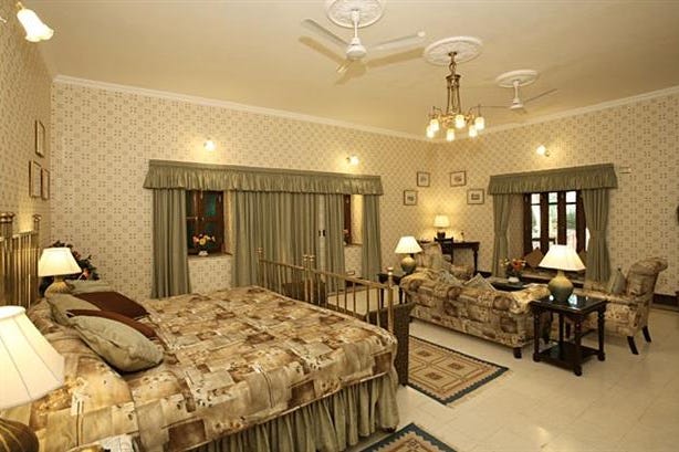 Camera da letto del Gajner Palace a Bikaner in India