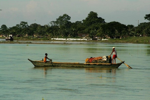 Boat in the sea of Dibrugarh in India