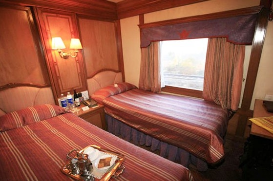 Bedroom wagon on the Deccan Odyssey in India