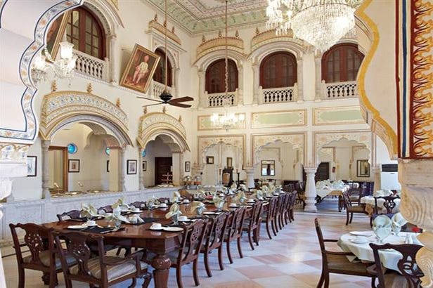 Restaurant at Alsisar Haveli in Jaipur in India