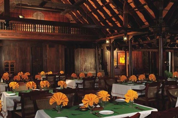 Restaurant of the Kumarakom Lake Resort in Kumarakom in India