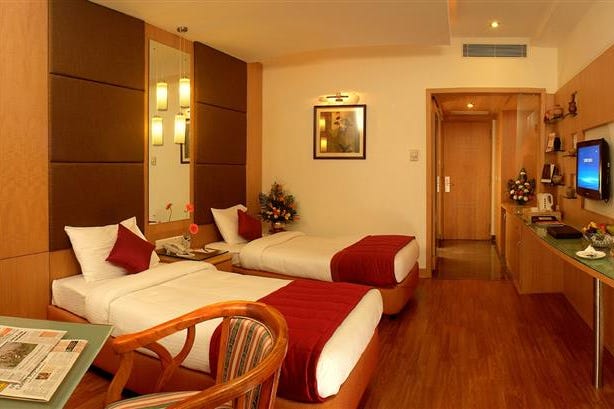 Camera da letto del GRT Regency a Madurai in India