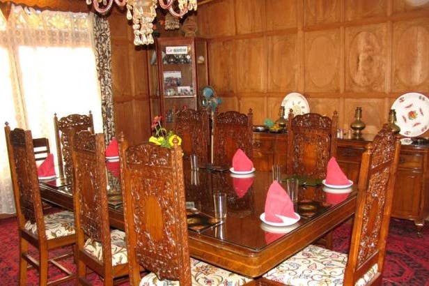 Dining room on a Houseboat Kashmir in Srinagar in India