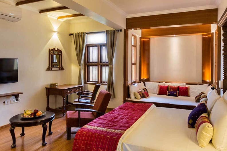 Bedroom of the residence SVATMA in Thanjavur in India