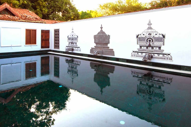 Swimming pool of the residence SVATMA in Thanjavur in India