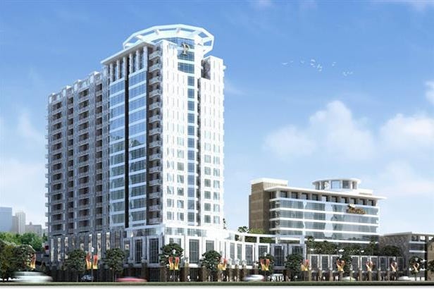 Frontal view of the Grand Royal Panghegar Hotel in Bandung in Indonesia