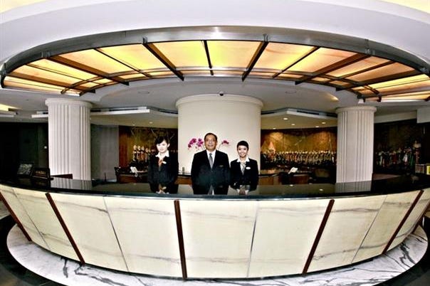 Reception of the Grand Royal Panghegar Hotel in Bandung in Indonesia
