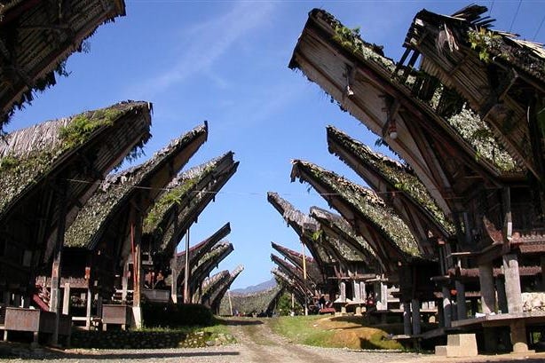 View of the external accomodation of the Toraja Heritage Hotel in Indonesia